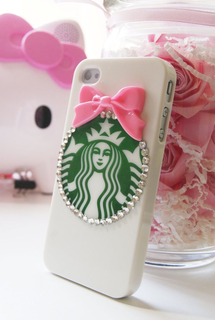 Starbucks Inspired Hard Iphone 4 4s with Pink Bowtie Cell Phone Case. $16.50, via Etsy.