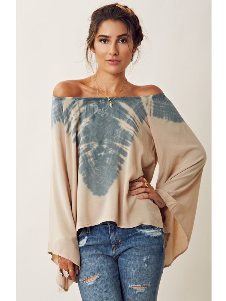 Blue Moon TIE DYE BILLOWY SLEEVE BLOUSE...could you do your own to a thrift store find??