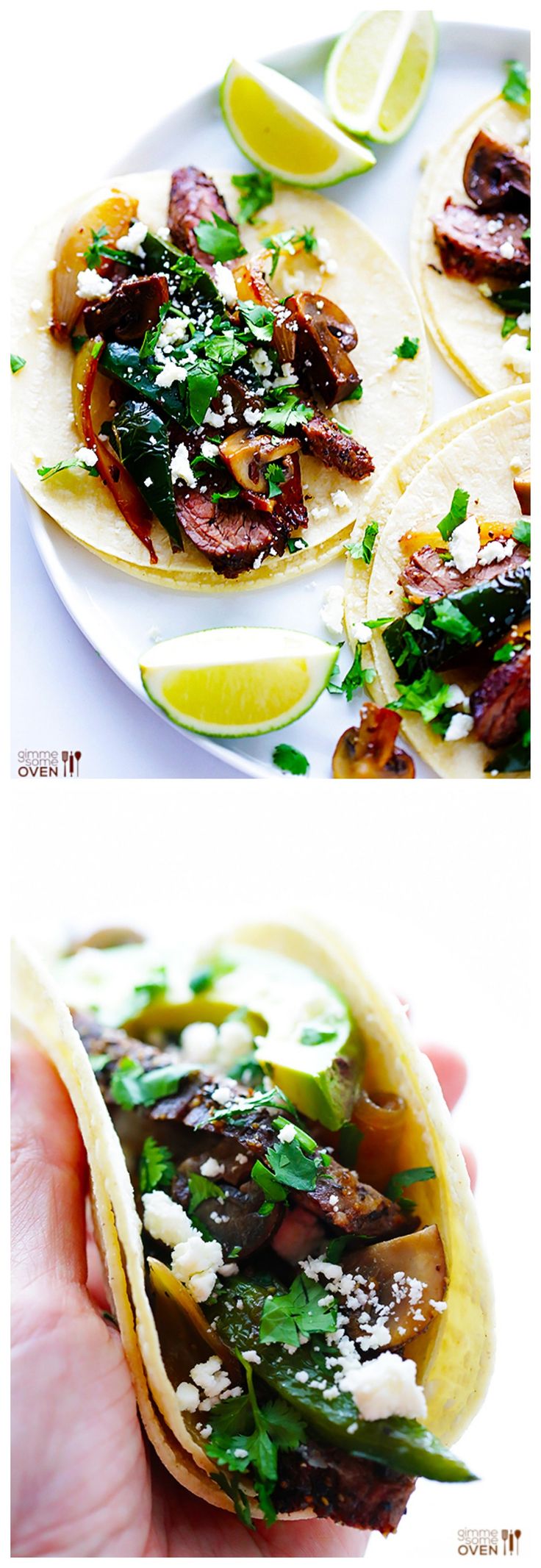 Steak, Poblano & Mushroom Tacos - Full of amazing flavor, and quick and easy to make.