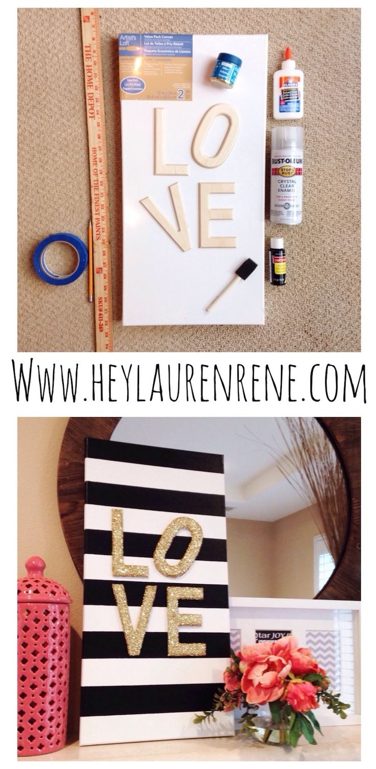 DIY Glitter LOVE Canvas- great for Valentine's Day, anniversaries or year round!