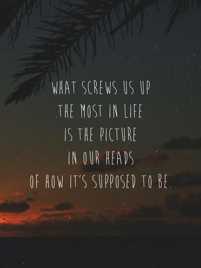 What screws us up most in life is the picture in our heads of how it's supposed to be. #ttc #infertility
