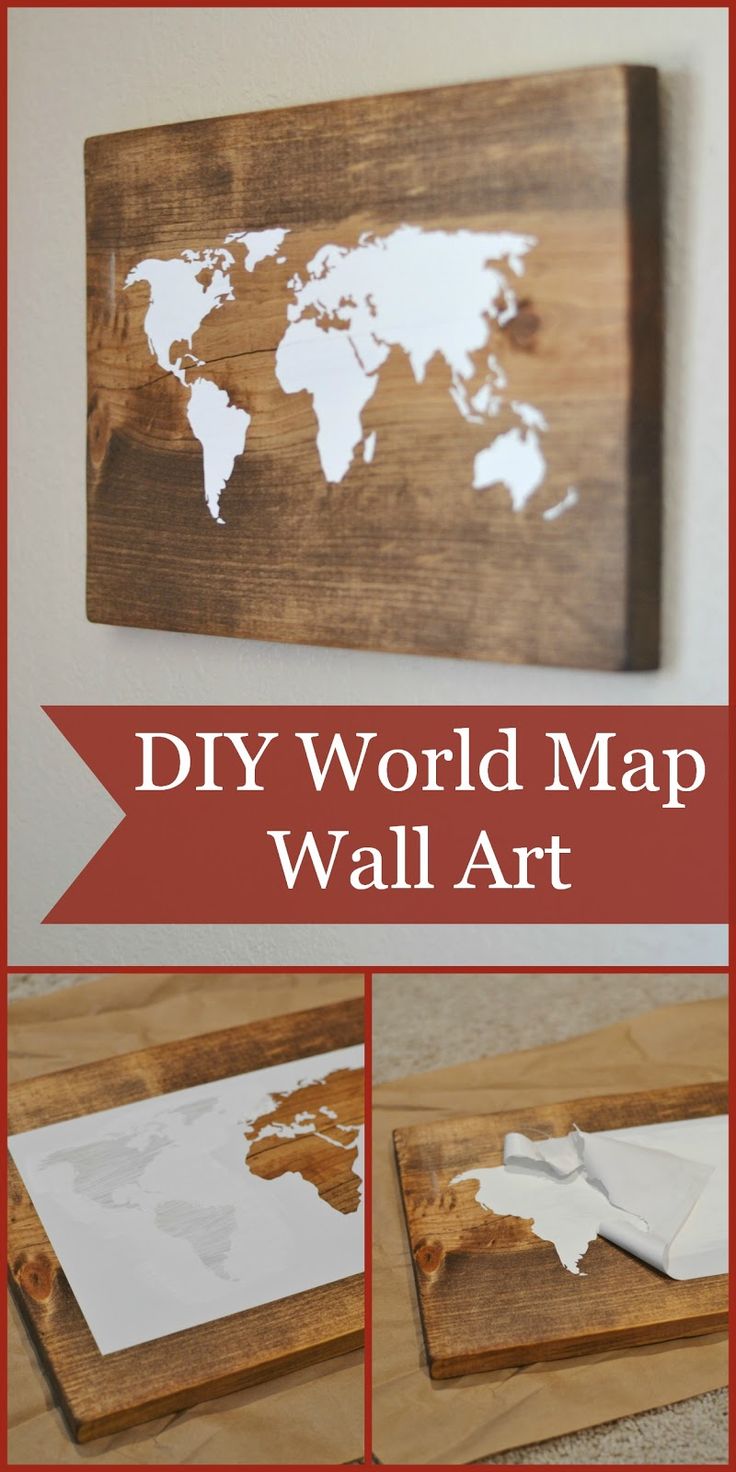 DIY World Map Wall Art Tutorial (using the Silhouette Cameo) Could be used with any picture!