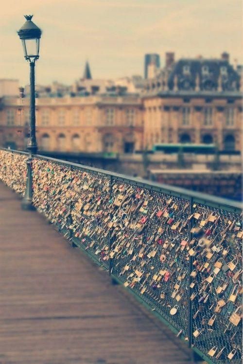 There is a bridge in Paris where you can put a lock on the bridge as a symbol of your marriage. They throw the key in the water after they lock it. ♥