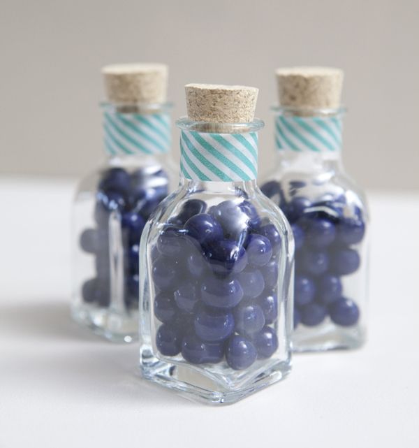 DIY wedding favors ~ glass candy jars with cute washi (paper) tape!