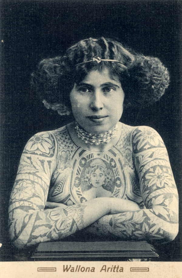 Wallona Aritta, a postcard of one of Australia's tattooed ladies
