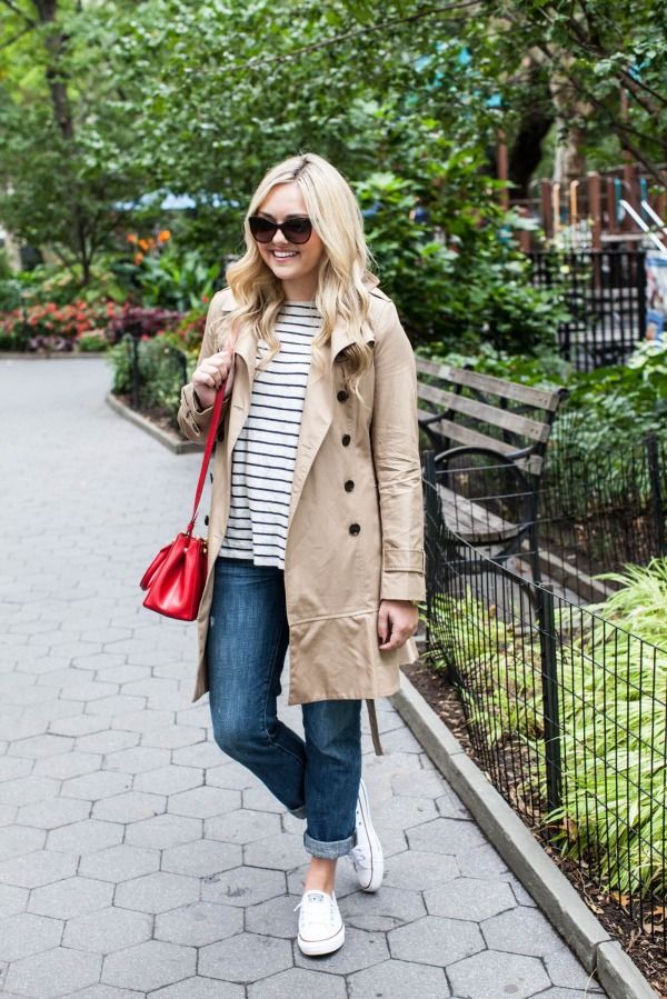 2014 Banana Republic Trench | Vince Sweater | LOFT Jeans | Converse Sneakers | Lauren Ralph Bag