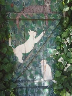 painted cat garden gate