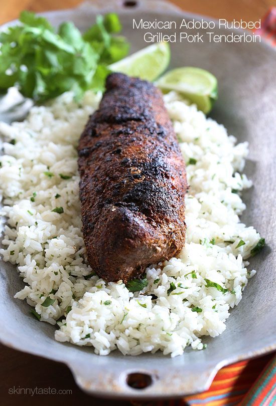 xican Adobo Rubbed Grilled Pork Tenderloin - I served this with Cilantro Lime Rice on the side, this rocked!!!