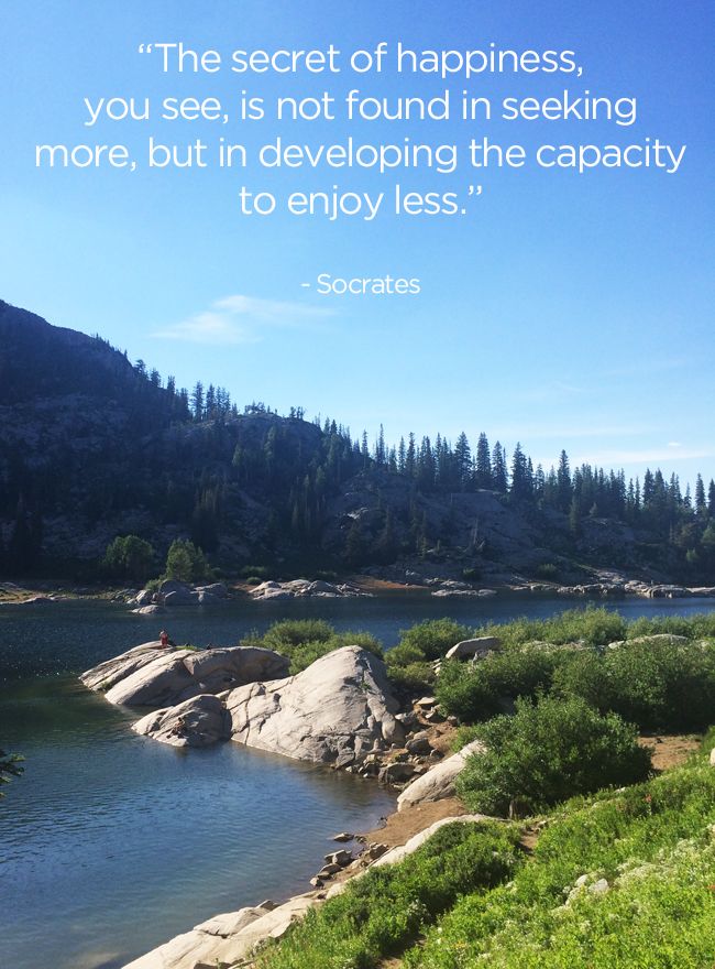 “The secret of happiness, you see, is not found in seeking more, but in developing the capacity to enjoy less.” ~ Socrates