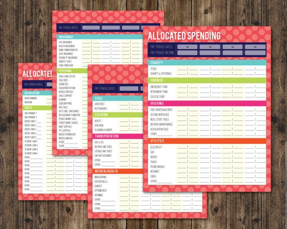 Allocated Spending Sheets Dave Ramsey by AllisonRainsDesigns