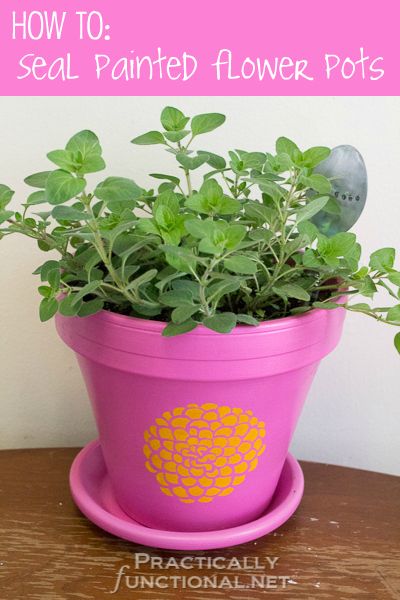 Painted flower pots are so cute, but don't forget to seal them so that the water doesn't ruin your gorgeous paint job! This super simple tutorial will show you how!