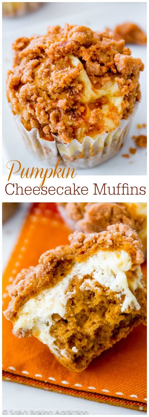 Pumpkin Cheesecake Muffins - Cinnamon-spiced and topped with tons of streusel.
