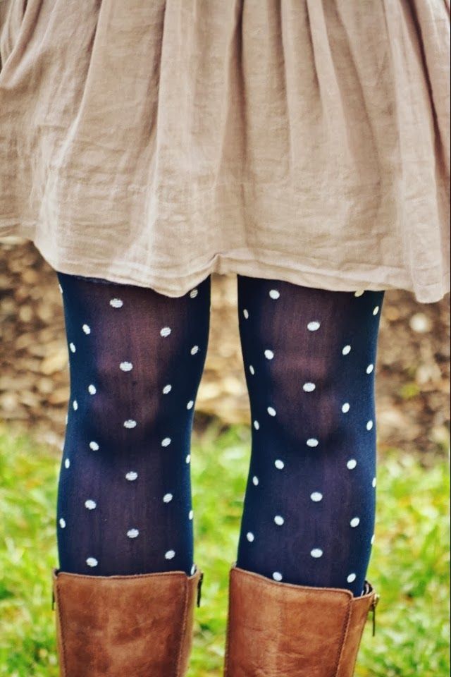 These blue polka dotted tights are great for keeping you warm and showing your #Geneseo spirit for Blue & White Weds.