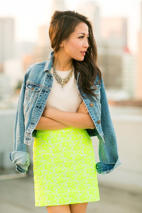 J Crew Neon Floral Skirt