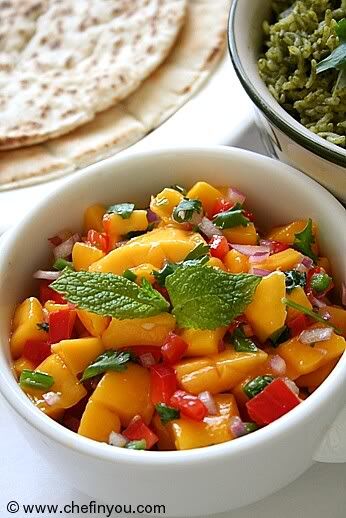 Fresh Mango Salsa Recipe (Mexican Recipes)--Making kaula pork soft taco for dinner tomorrow. The aroma of the pork cooking in the Crock pot is divine. This would make a great tropical addition. Remind us of Hawaii.