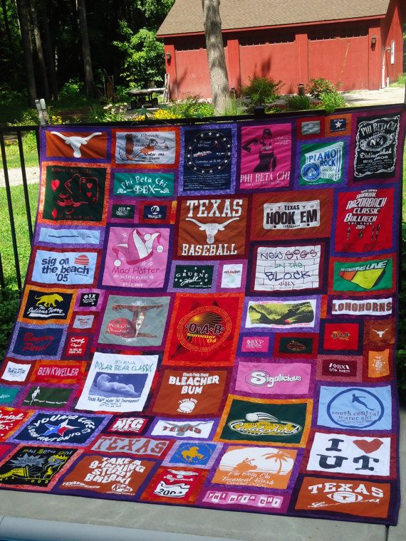 ake quilt out of old t-shirts!  Would be perfect for all the sorority/college t-shirts! How cool is that? #sororitycrafts #sorority