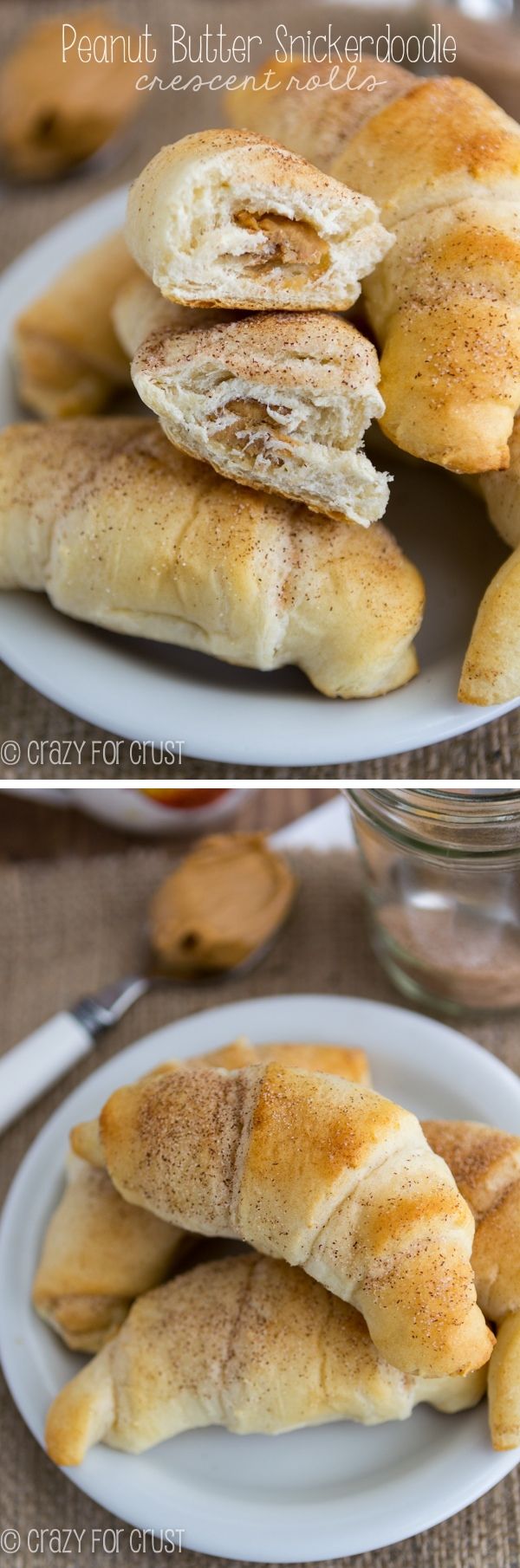 Peanut Butter Snickerdoodle Crescent Rolls - so easy to make with only 4 ingredients!