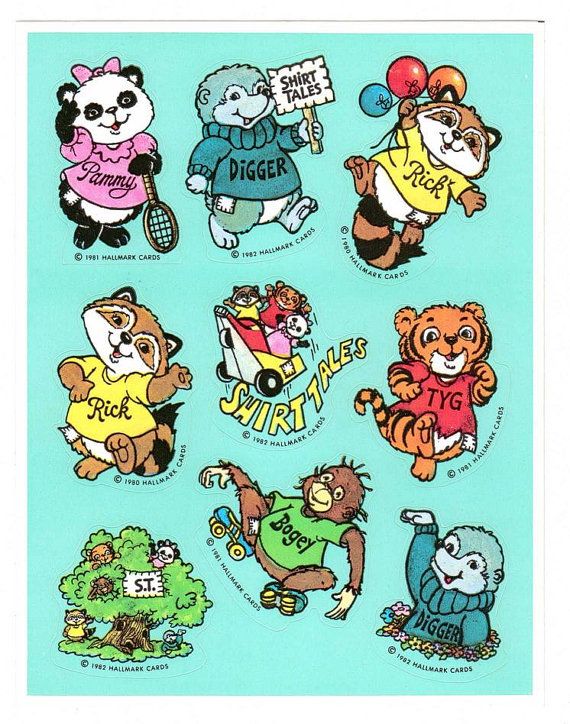 Hallmark Shirt Tales Sticker Sheet Vintage by CollectorsWarehouse, $2.75