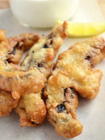 Portobello Mushroom Fries with Lemonnaise Dipping Sauce