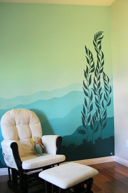 my underwater kelp forest mural on the nursery wall | Anderson Homestead