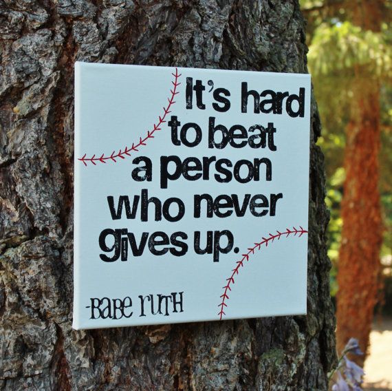 12x12 Canvas ready to hang Babe Ruth Baseball quote. Hand painted and hand stamped in acrylic by Houseof3