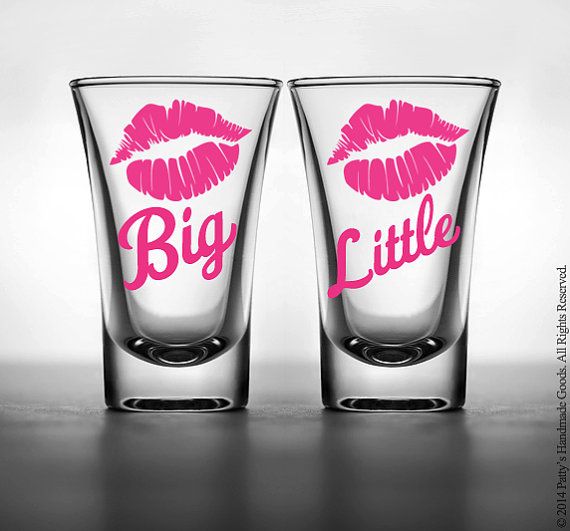 Big Little Shot Glass - Sorority Shot Glass - Lips Shot Glass - Reveal Gift by PattysHandmadeGoods