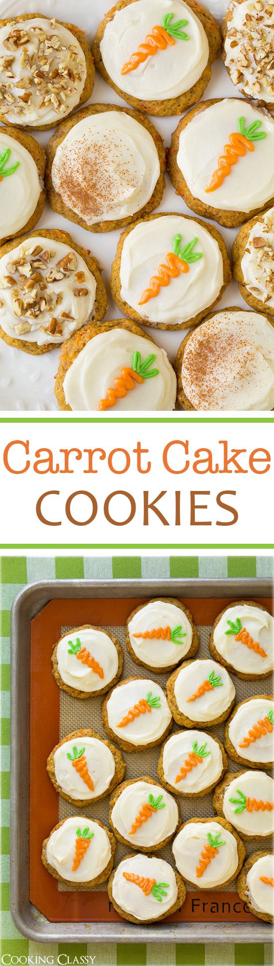 Carrot Cake Cookies with Cream Cheese Frosting - they taste just like the cake but in soft cookie form! A springtime must!