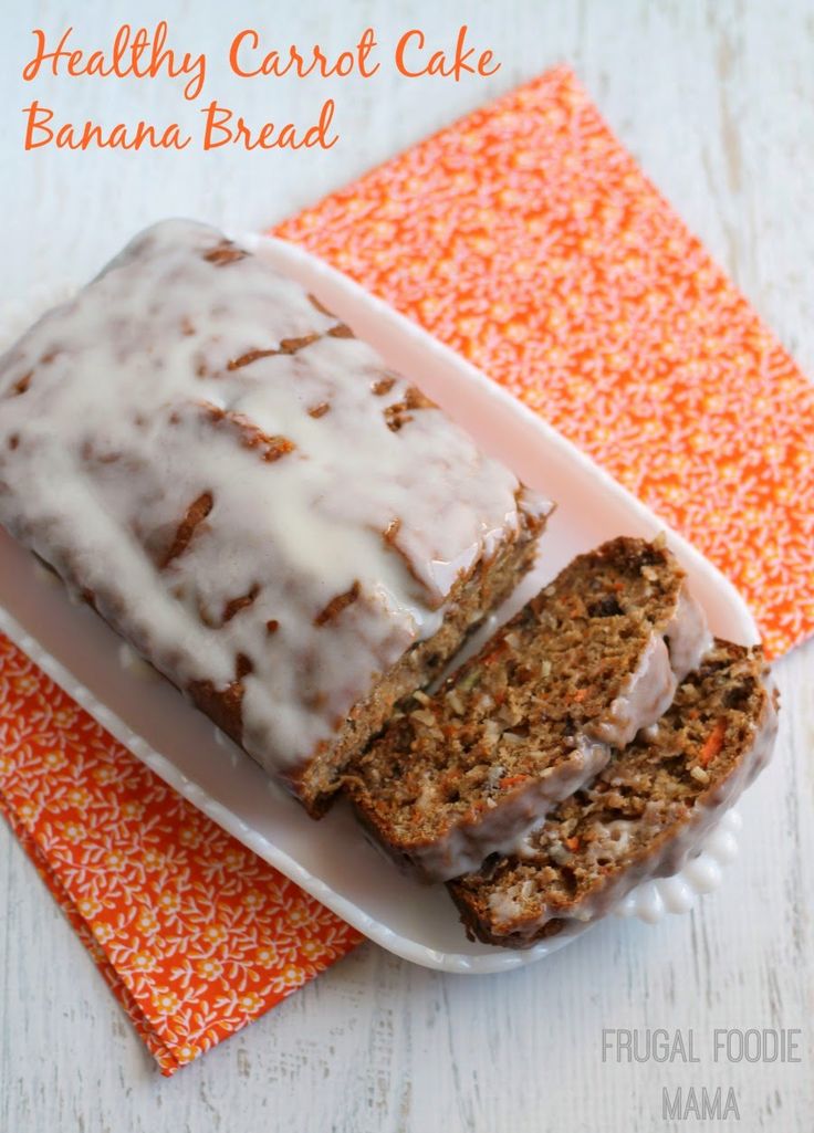This moist Healthy Carrot Cake Banana Bread with it's vanilla yogurt glaze only tastes like a decadent treat