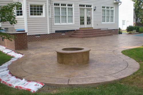 concrete patios pictures | Stamped Concrete Patio, Firepit, and Outdoor Kitchen |