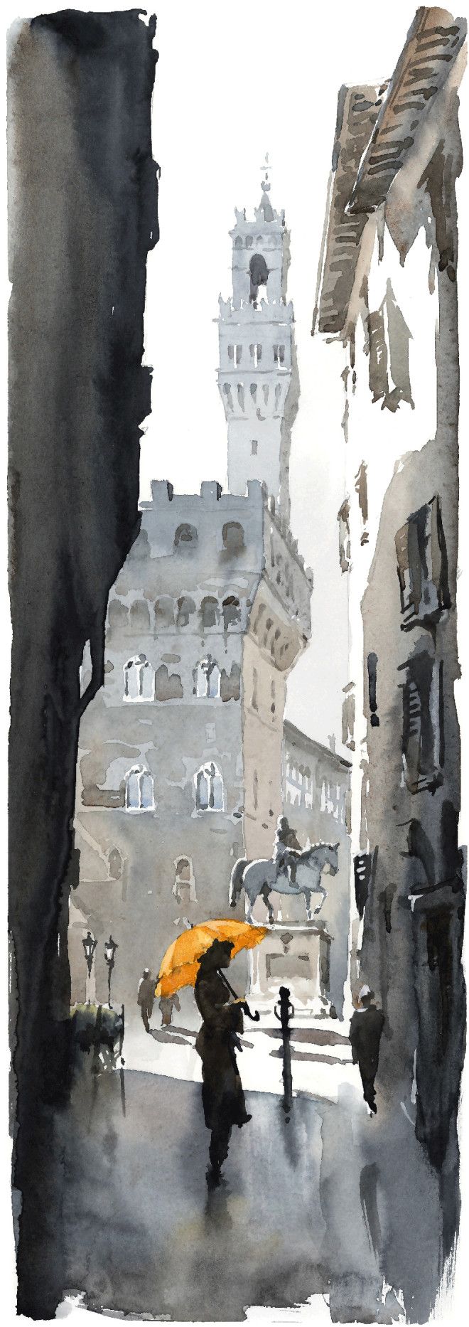 sunlight from the left. shaded alley. splash of yellow. Firenze - Scorcio | Igor Sava