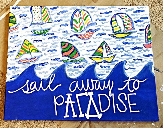 Lilly Pulitzer Sailboats Canvas  on Etsy, $25.00