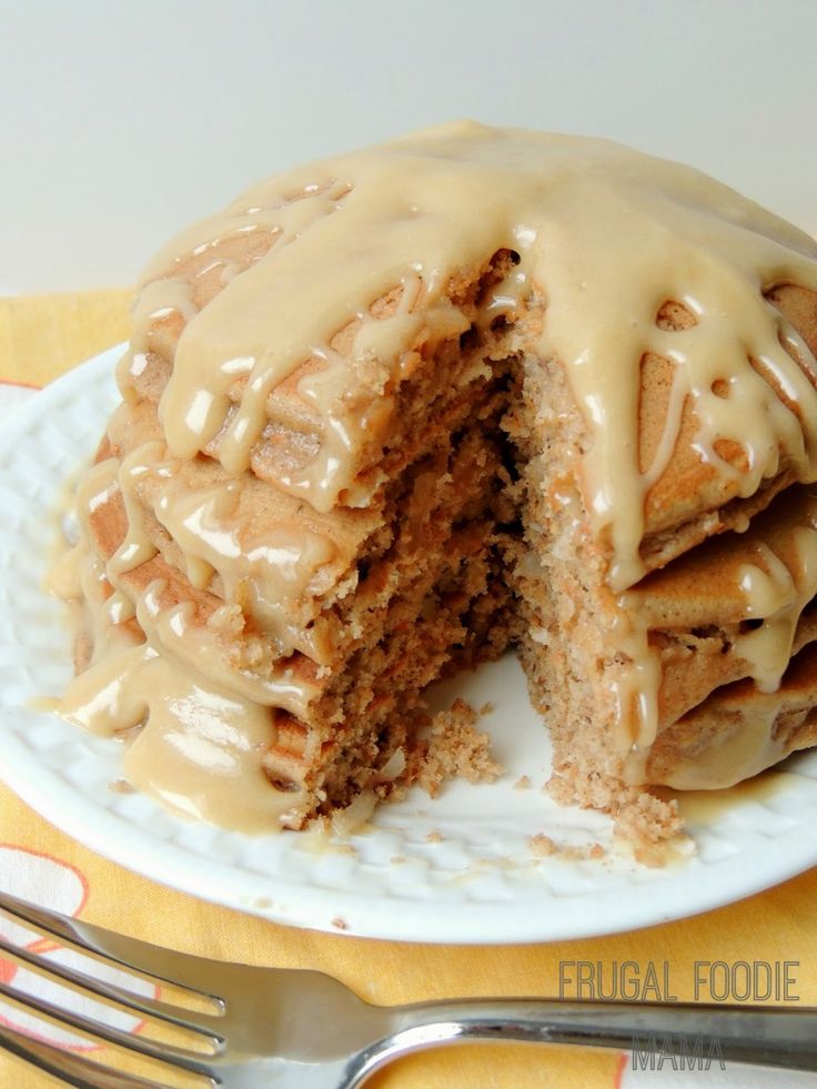 These Carrot Cake Pancakes come together super quick with the help of a boxed cake mix, leaving you plenty of time to whip up the decadent Biscoff cream cheese glaze to pour over top of these.