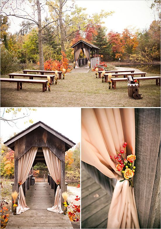 utoor fall wedding ceremony ideas #wedding #inspiration #details #decor #ceremony #aisle #fall #autumn