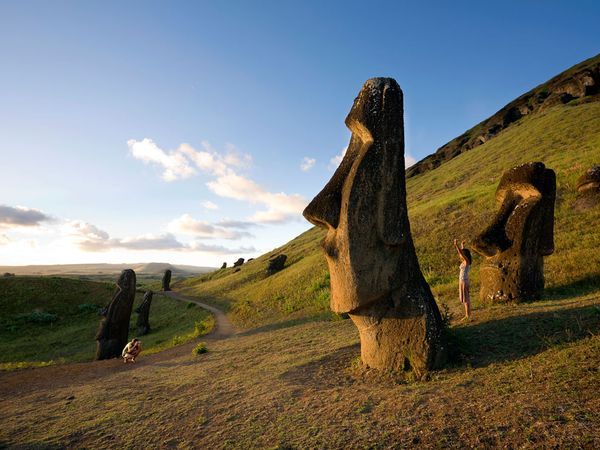 Easter Island...2000 inhabitants, early settlers carved over 900 statues called moai, the settlers also began cutting down the islands trees and shrubs leaving the island hauntingly empty.