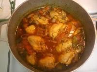 "pollo guisado" or how my hubby calls it, "chicken thingys" lol... It's a Puerto Rican chicken  "stew" ... One of my confort foods!! love it!!!