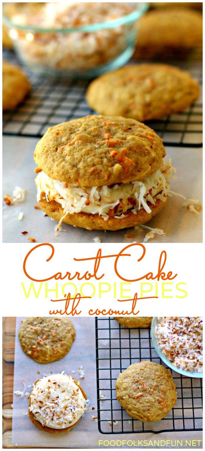 Carrot Cake Whoopie Pies Recipe with Coconut #EasterEats #SpringEats