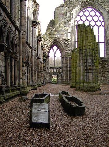 Holyrood (means "Holy Cross") Abbey in Scotland. Reportedly, Robert the Bruce held parliament here. Multiple invading armies damaged the Abbey, which was finally plundered during the Scottish Reformation in 1559. I know it was important to make 