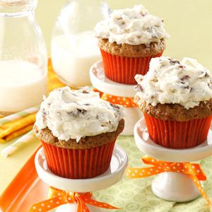 Carrot Cupcakes Recipe from Taste of Home -- shared by Doreen Kelly of Rosyln, Pennsylvania