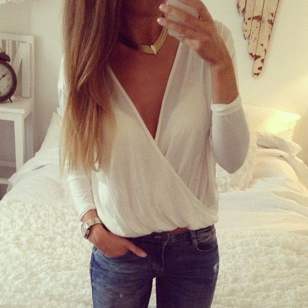 Spring Outfit - White Sheer Top - Jeans